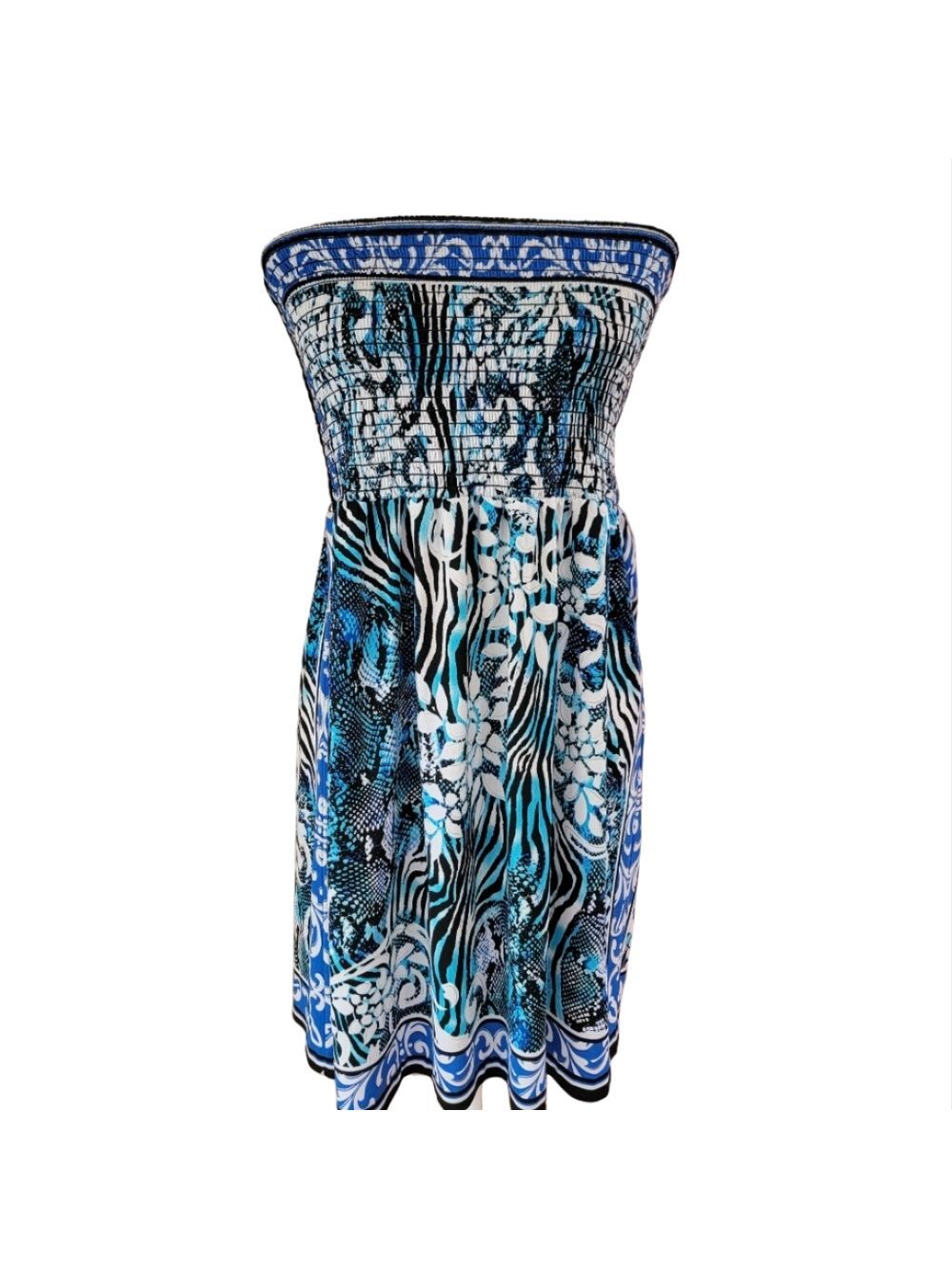 Cache Blue Shirred Strapless Floral Mini Dress Size Large EUC